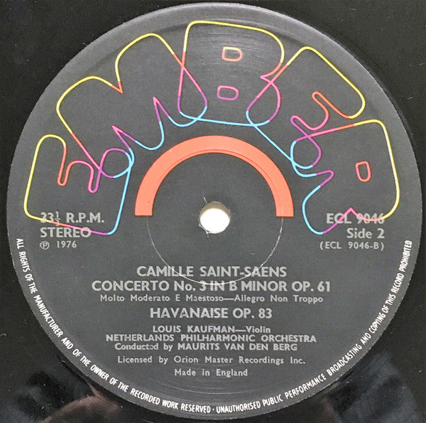 Camille Saint-Saëns, Louis Kaufman : Concerto No.3 In B / Havanaise (LP, Album)