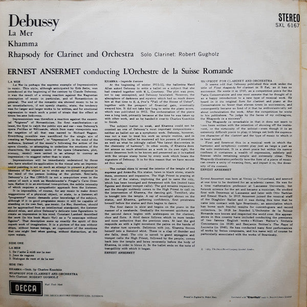 Ernest Ansermet Conducts Claude Debussy, L'Orchestre De La Suisse Romande : Ansermet Conducts Debussy (LP)