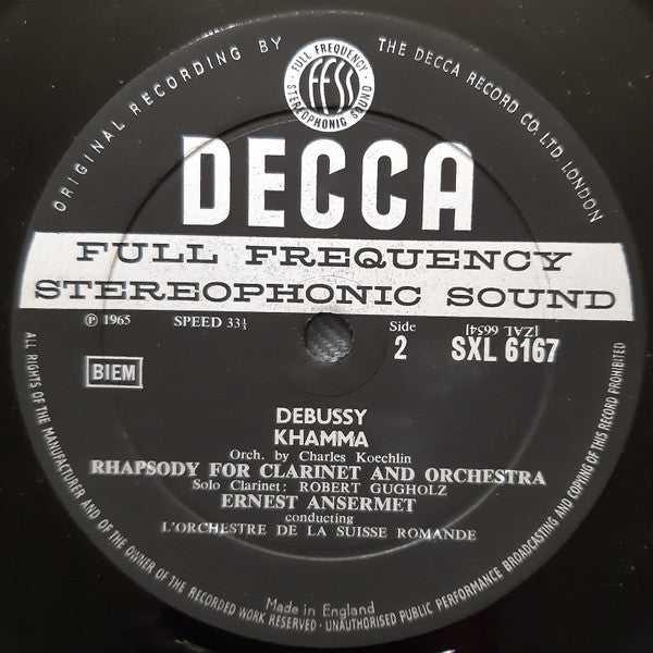 Ernest Ansermet Conducts Claude Debussy, L'Orchestre De La Suisse Romande : Ansermet Conducts Debussy (LP)