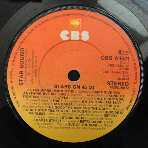 Stars On 45 : Stars On 45 (3) (7", Single)