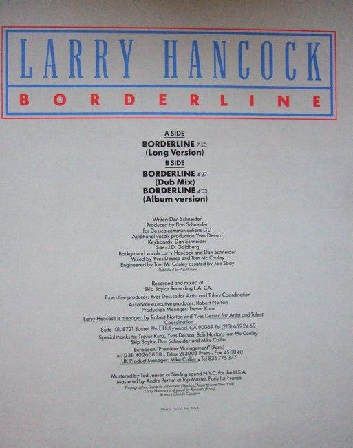 Larry Hancock (2) : Borderline (12")