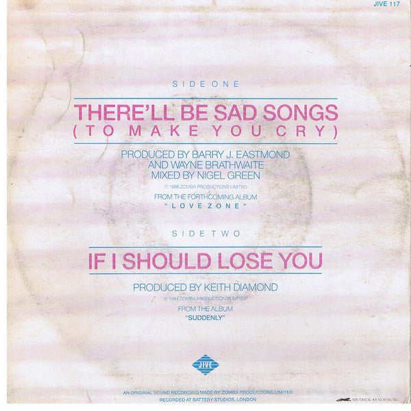 Billy Ocean : There'll Be Sad Songs (To Make You Cry) (7")