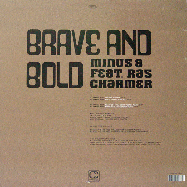 Minus 8 Feat. Ras Charmer : Brave And Bold (12")