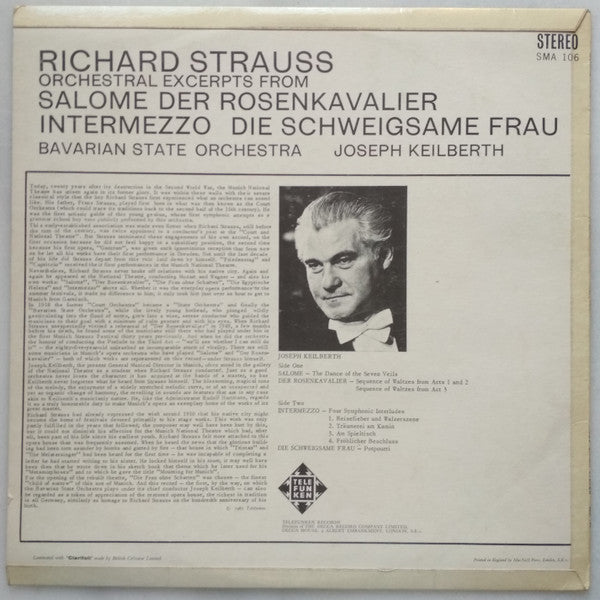 Richard Strauss – Bayerisches Staatsorchester, Joseph Keilberth : Orchestral Highlights From Salome, Der Rosenkavalier, Intermezzo, Die Schweigsame Frau (LP)
