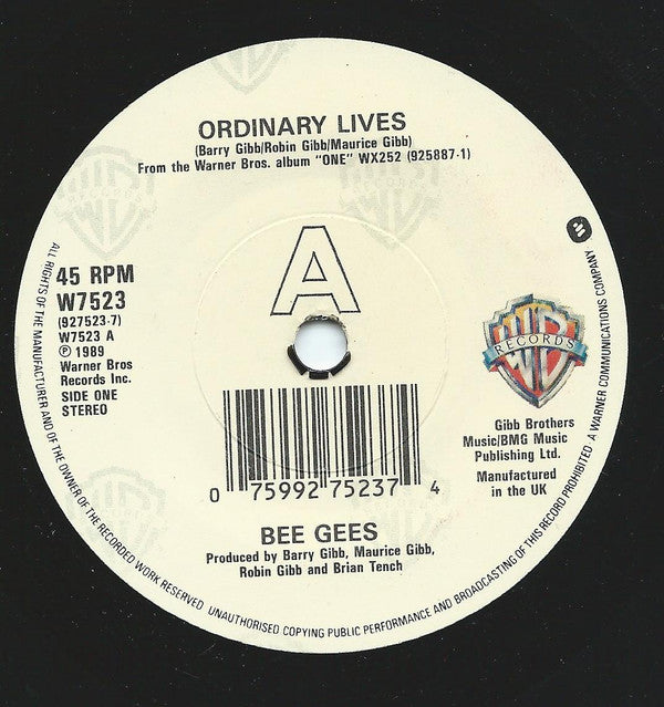 Bee Gees : Ordinary Lives (7", Single)