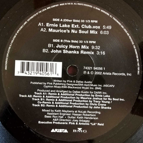 P!NK : Don't Let Me Get Me (Remixes) (12", Promo)