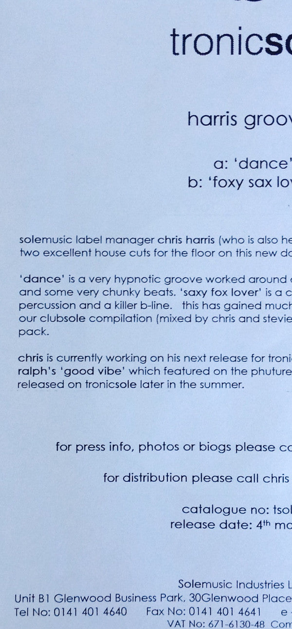 Chris Harris : Harris Grooves (12", W/Lbl)