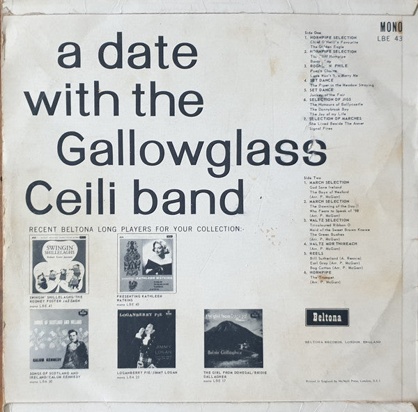 Gallowglass Ceili Band : A Date With The Gallowglass Ceili Band (LP, Mono)
