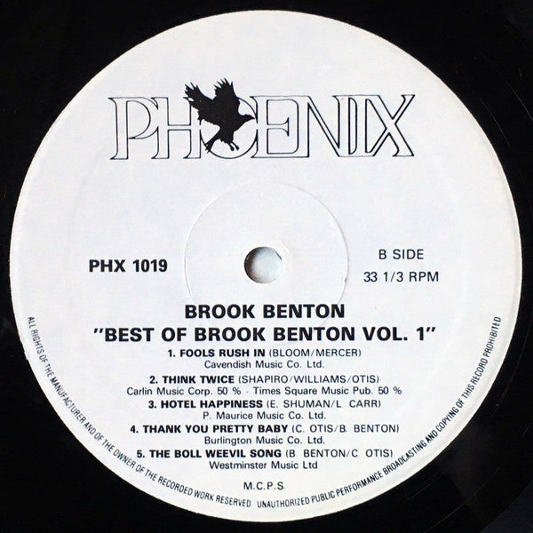 Brook Benton : Best Of Brook Benton Volume 1 (LP, Comp)