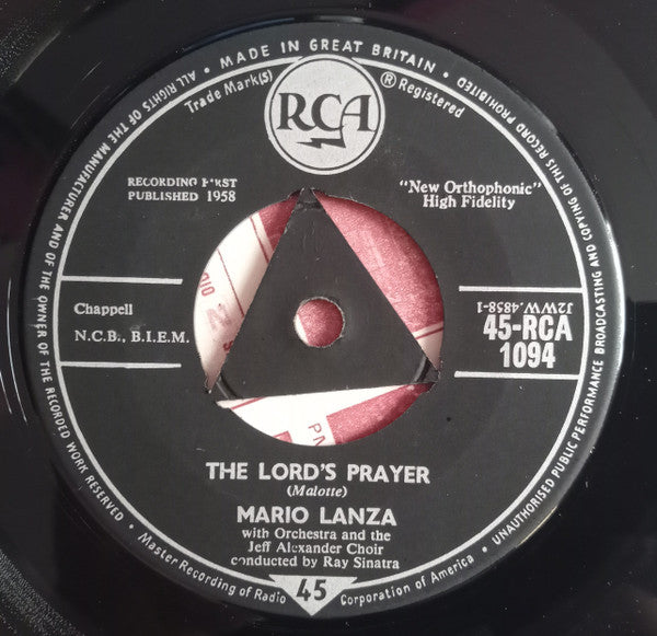 Mario Lanza : The Lord's Prayer / I'll Walk With God (7", Single, 3 P)