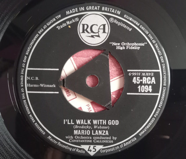 Mario Lanza : The Lord's Prayer / I'll Walk With God (7", Single, 3 P)
