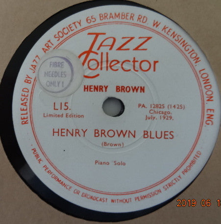 Henry Brown : Henry Brown Blues / Twenty-First Street Stomp (Shellac, 10", Ltd, RE)
