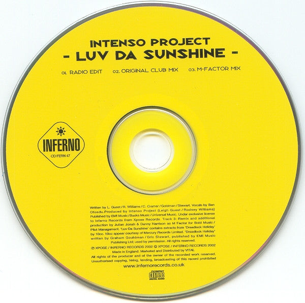 Intenso Project : Luv Da Sunshine (CD, Single)