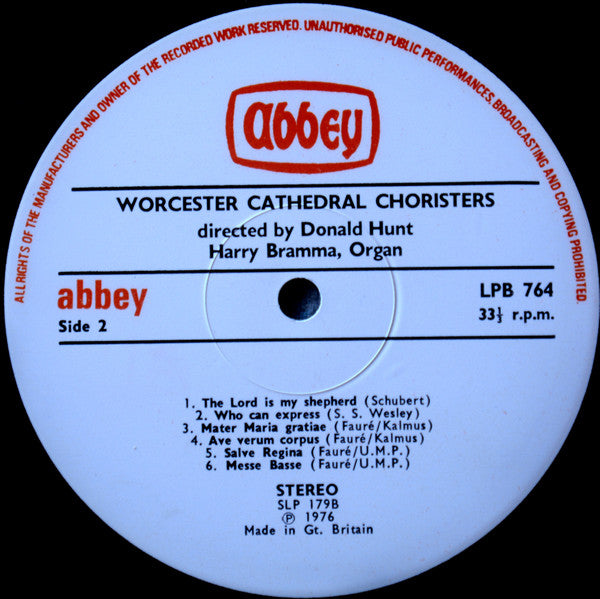 Choir Of Worcester Cathedral Directed By Donald Hunt : Worcester Cathedral Choristers (LP, Album)