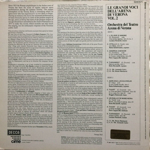 Luciano Pavarotti, Raina Kabaivanska, Piero Cappuccilli, Katia Ricciarelli, Ruggero Raimondi : Le Grandi Voci Dell'Arena Di Verona Vol. 2 (LP, Comp)