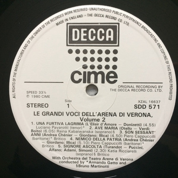 Luciano Pavarotti, Raina Kabaivanska, Piero Cappuccilli, Katia Ricciarelli, Ruggero Raimondi : Le Grandi Voci Dell'Arena Di Verona Vol. 2 (LP, Comp)