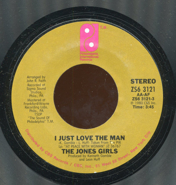 The Jones Girls : I Just Love The Man (7", Styrene)