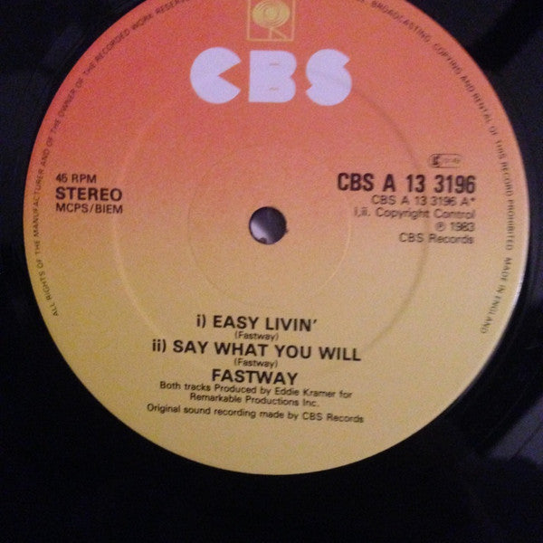 Fastway (2) : Easy Livin' (12", Pic)