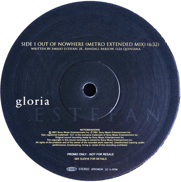 Gloria Estefan : Out Of Nowhere (12", Single, Promo)