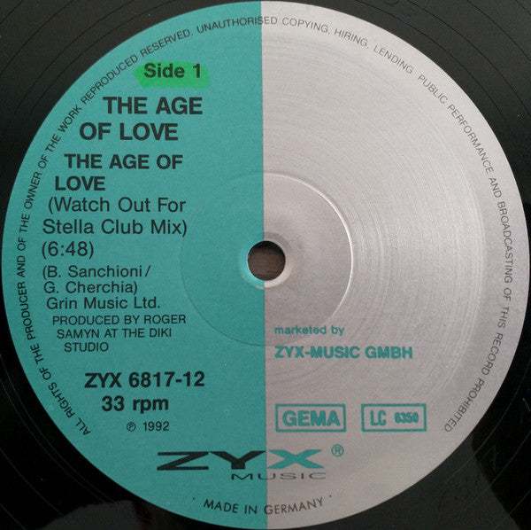 The Age Of Love* : The Age Of Love (12", Gen)