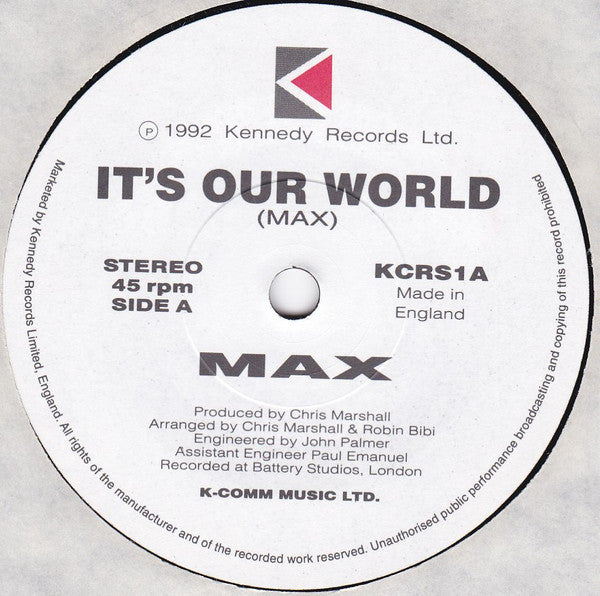 Max (58) : It's Our World (7", Single)