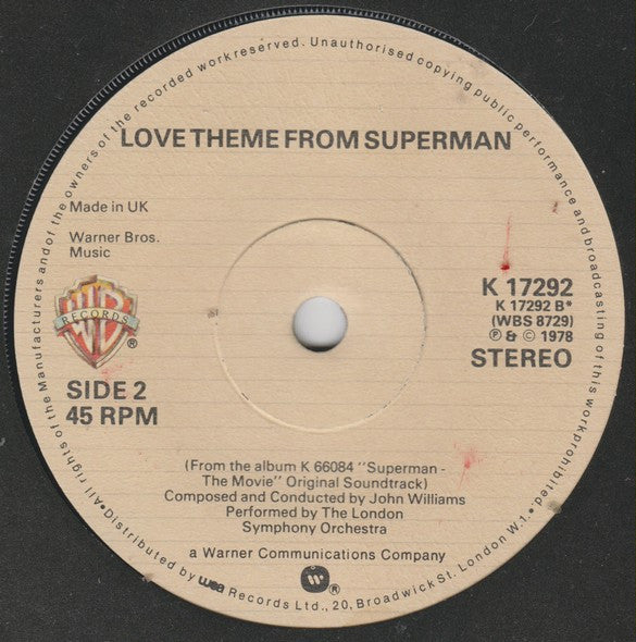 The London Symphony Orchestra* : Theme From Superman (Main Title) (7", Single)