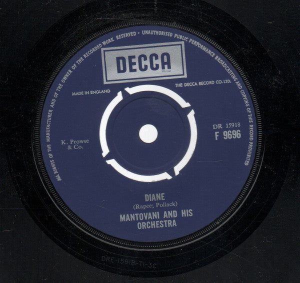 Mantovani And His Orchestra : Diane / Charmaine (7", Single, RE, Box)