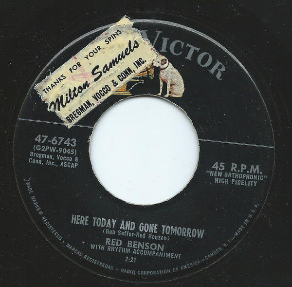 Red Benson : Here Today And Gone Tomorrow / Seek, Seek, Seek (7", Mono)