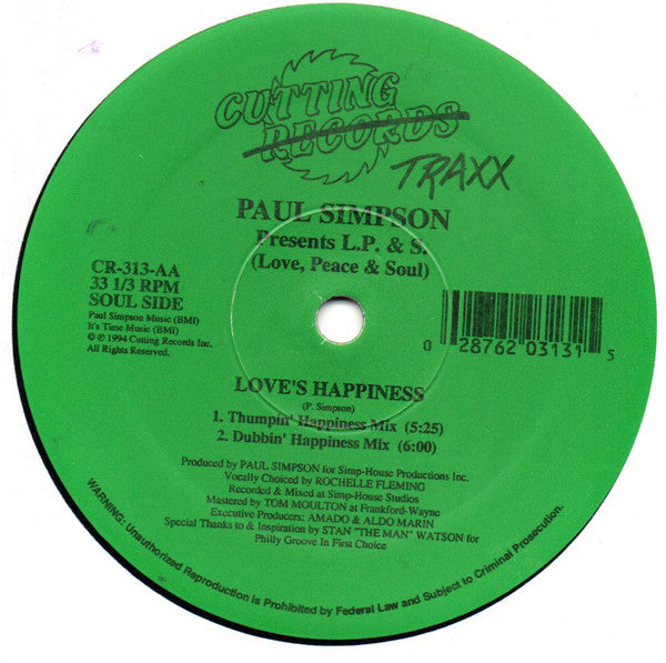 Paul Simpson Presents L.P. & S. (Love, Peace & Soul)* : Love's Happiness (12")
