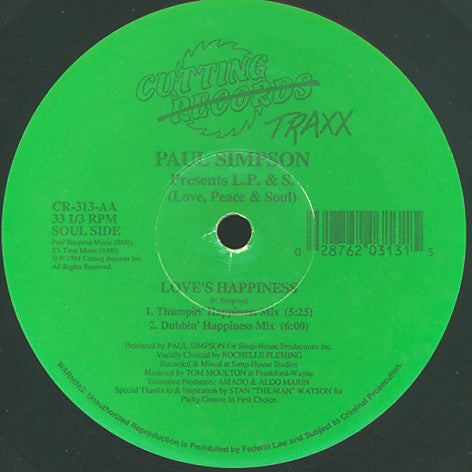 Paul Simpson Presents L.P. & S. (Love, Peace & Soul)* : Love's Happiness (12")