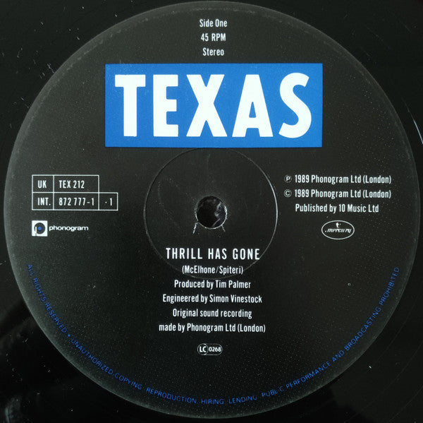 Texas : Thrill Has Gone (12")