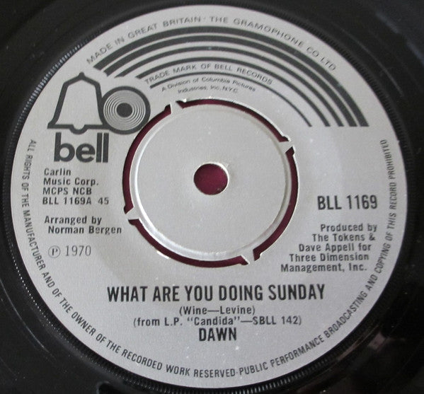 Dawn (5) : What Are You Doing Sunday (7", Single, Pus)