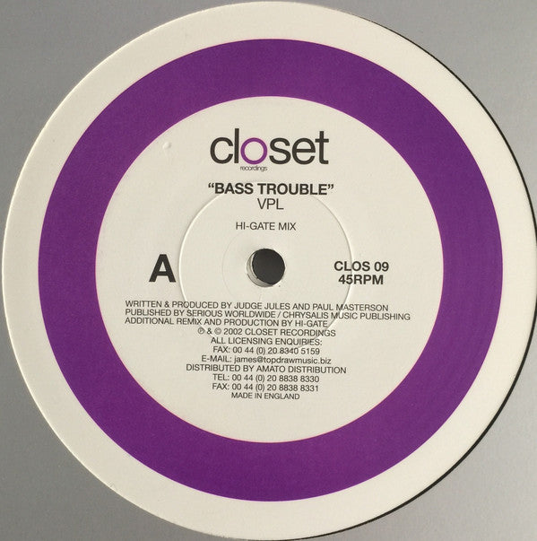 VPL : Bass Trouble (12")