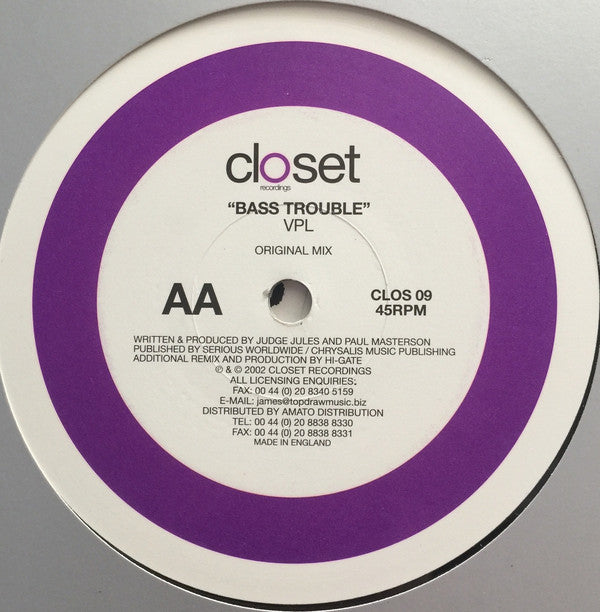 VPL : Bass Trouble (12")