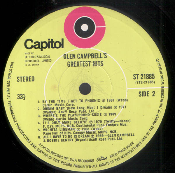 Glen Campbell : Glen Campbell's Greatest Hits (LP, Comp, Gre)