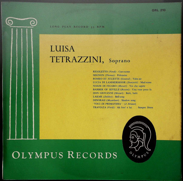 Luisa Tetrazzini : Luisa Tetrazzini, soprano (LP, Comp, Mono)