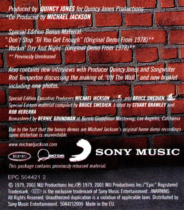 Michael Jackson : Off The Wall (CD, Album, RE, RM, S/Edition)