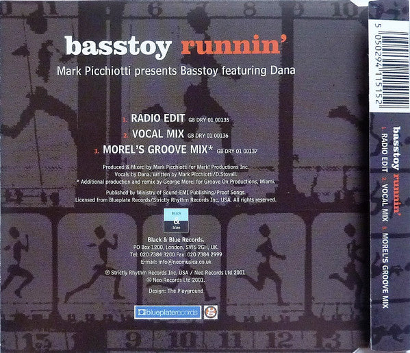Mark Picchiotti Presents Basstoy Featuring Dana Stovall : Runnin' (CD, Single)