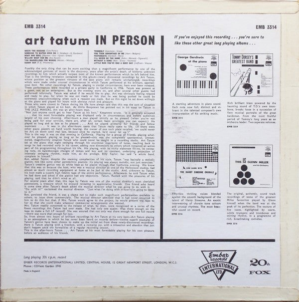 Art Tatum : In Person (LP)