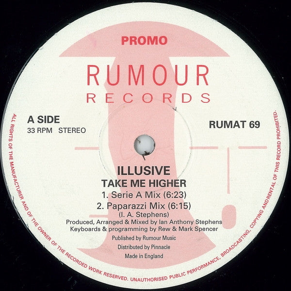 Illusive : Take Me Higher (12", Promo)