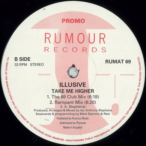 Illusive : Take Me Higher (12", Promo)