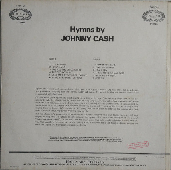 Johnny Cash : Hymns By Johnny Cash (LP)