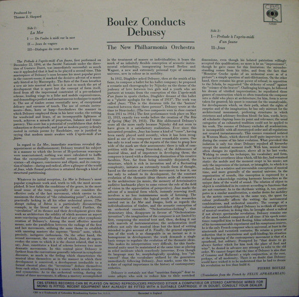 Pierre Boulez Conducts Claude Debussy, New Philharmonia Orchestra : La Mer • L'Après Midi D'un Faune • Jeux (LP)