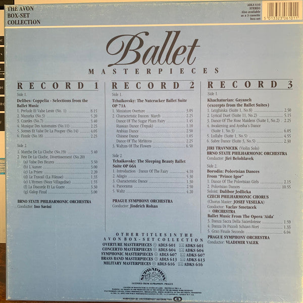 Brno State Philharmonic Orchestra, Ino Savini, The Prague Symphony Orchestra, Jindřich Rohan, Vladimír Válek, Jiří Trávníček, Jiří Bělohlávek, Czech Philharmonic Chorus, Josef Veselka, Václav Smetáček, Dalibor Jedlička : Ballet Masterpieces (3xLP, Comp)
