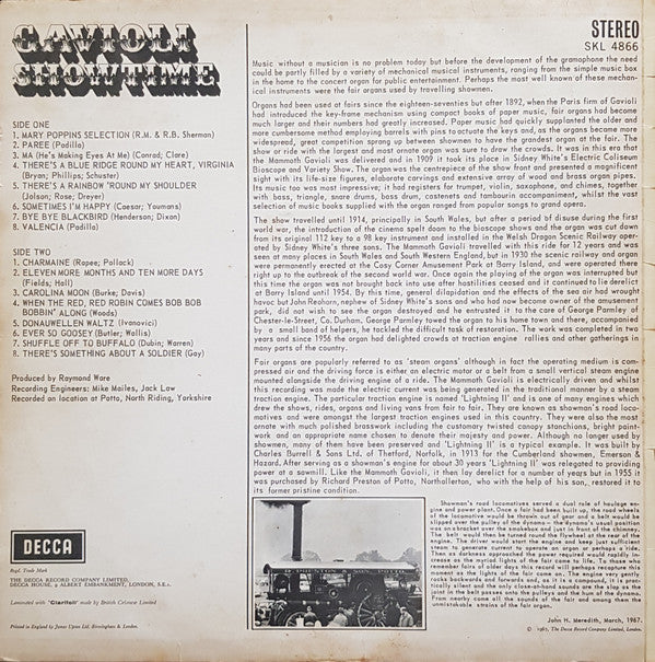 Mammoth Gavioli Fair Organ : Gavioli Showtime (LP, Album)