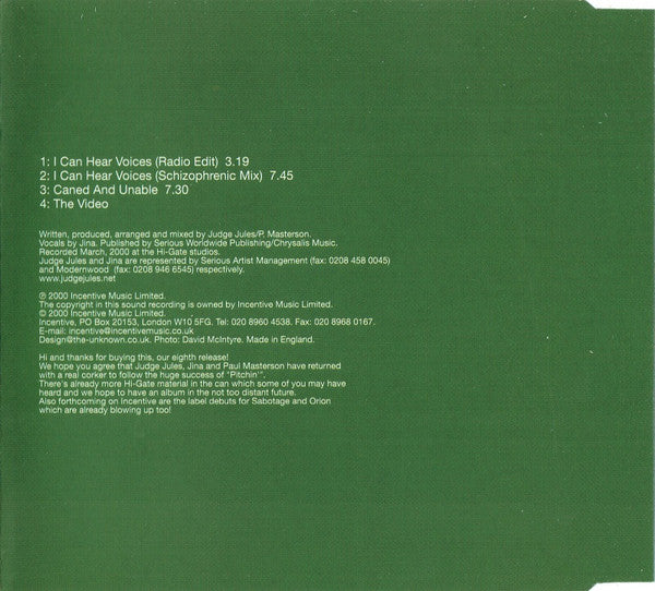Hi-Gate : I Can Hear Voices / Caned And Unable (CD, Single, Enh)