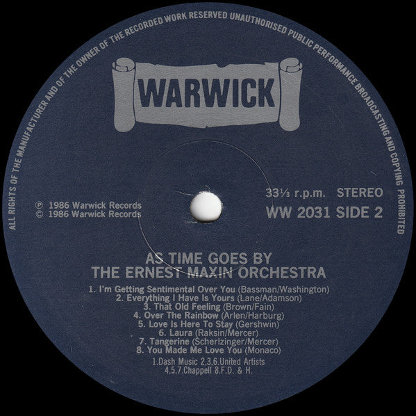 Ernest Maxin And His Orchestra : As Time Goes By (LP, Comp)