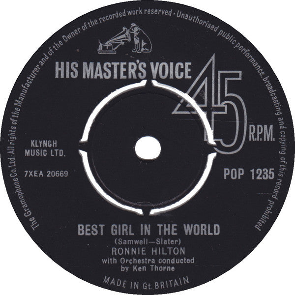 Ronnie Hilton : Best Girl In The World (7", Single)
