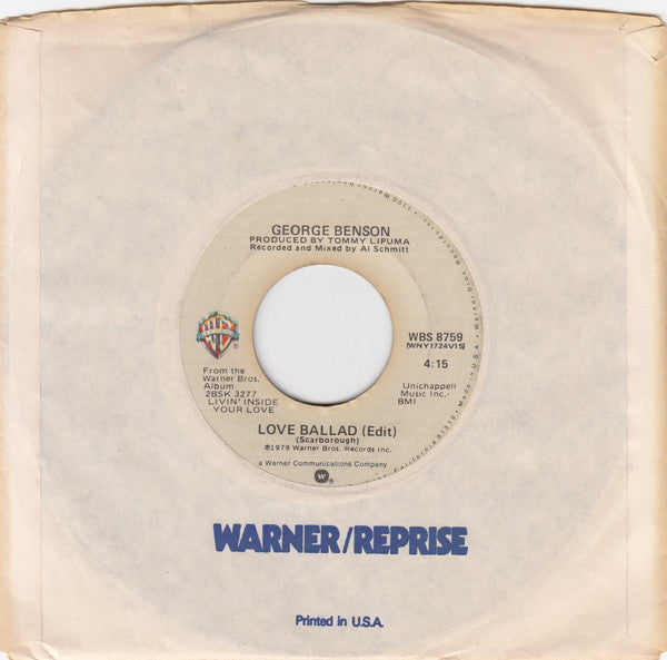 George Benson : Love Ballad  (7", Single, Spe)