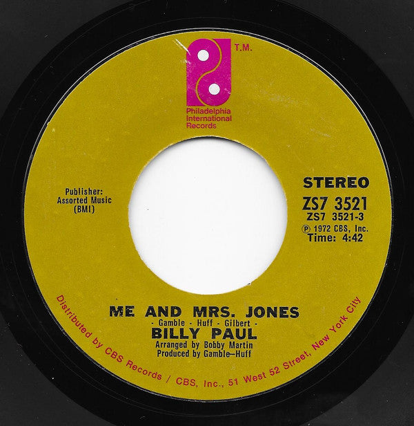 Billy Paul : Me And Mrs. Jones / Your Song (7", Single, Styrene)